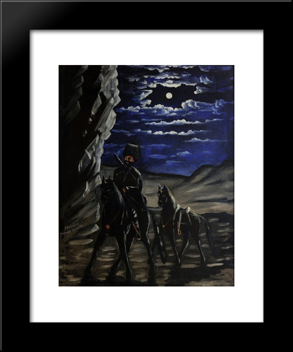 Robber With A Stolen Horse 20x24 Black Modern Wood Framed Art Print Poster by Pirosmani, Niko