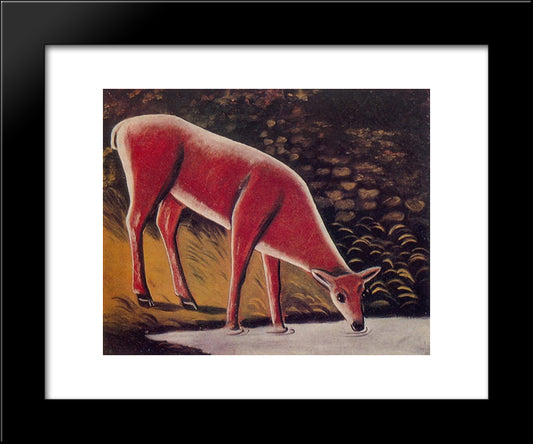 Roe Deer By A Creek 20x24 Black Modern Wood Framed Art Print Poster by Pirosmani, Niko