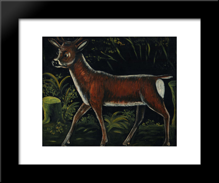 Roe Deer Fawn 20x24 Black Modern Wood Framed Art Print Poster by Pirosmani, Niko