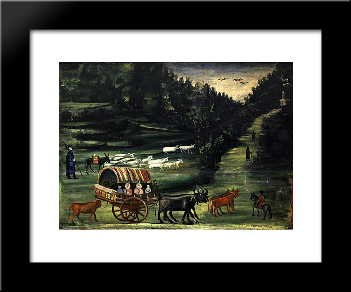 Saint Anthony (Part Of Tapestry In Six Paintings) 20x24 Black Modern Wood Framed Art Print Poster by Pirosmani, Niko