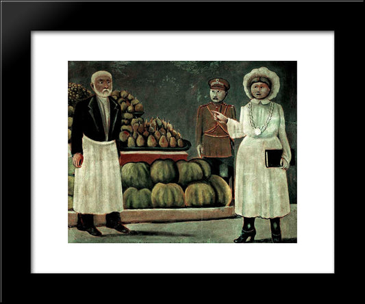 Sanitary Inspector Woman Of The Market 20x24 Black Modern Wood Framed Art Print Poster by Pirosmani, Niko