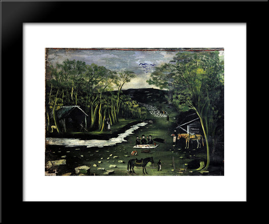 Shiraki (Part Of Tapestry In Six Paintings) 20x24 Black Modern Wood Framed Art Print Poster by Pirosmani, Niko