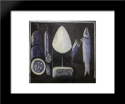 Still Life With Sugar Candy (Part Of Signboard In Didube) 20x24 Black Modern Wood Framed Art Print Poster by Pirosmani, Niko