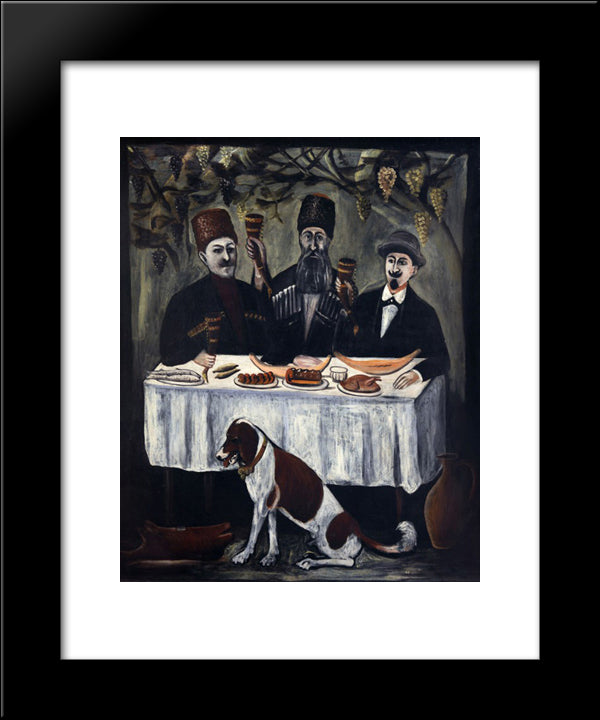 The Feast In A Grape Gazebo 20x24 Black Modern Wood Framed Art Print Poster by Pirosmani, Niko