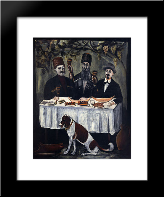 The Feast In A Grape Gazebo 20x24 Black Modern Wood Framed Art Print Poster by Pirosmani, Niko