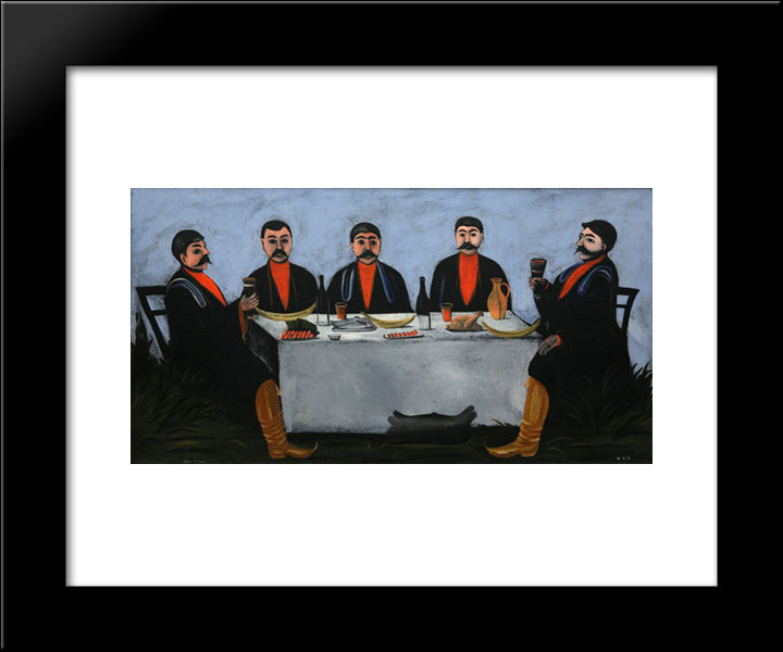 The Feast Of Five Princes 20x24 Black Modern Wood Framed Art Print Poster by Pirosmani, Niko
