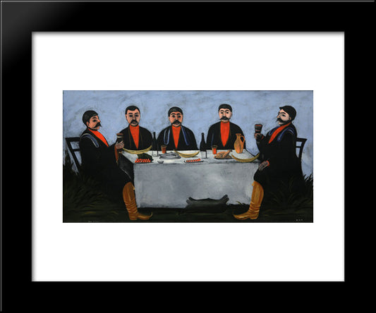 The Feast Of Five Princes 20x24 Black Modern Wood Framed Art Print Poster by Pirosmani, Niko
