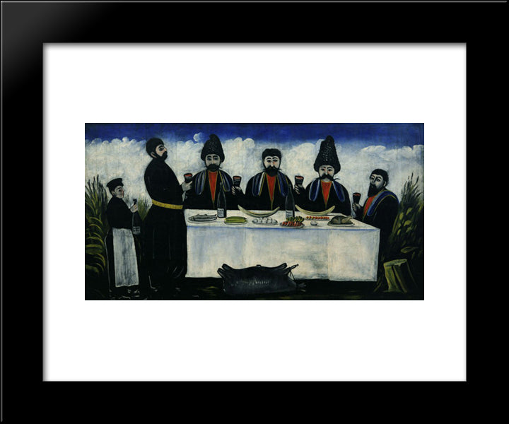 The Feast Of Four Citizens 20x24 Black Modern Wood Framed Art Print Poster by Pirosmani, Niko