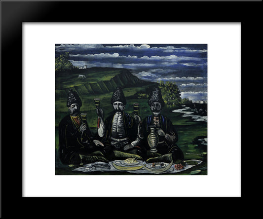 The Feast Of Three Nobles In The Valley 20x24 Black Modern Wood Framed Art Print Poster by Pirosmani, Niko