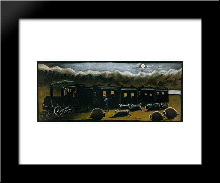 Train In Kakheti 20x24 Black Modern Wood Framed Art Print Poster by Pirosmani, Niko