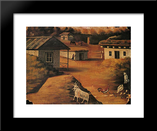 Village 20x24 Black Modern Wood Framed Art Print Poster by Pirosmani, Niko