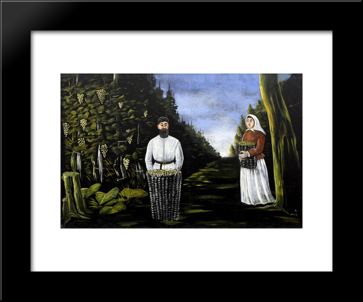 Vintage 20x24 Black Modern Wood Framed Art Print Poster by Pirosmani, Niko