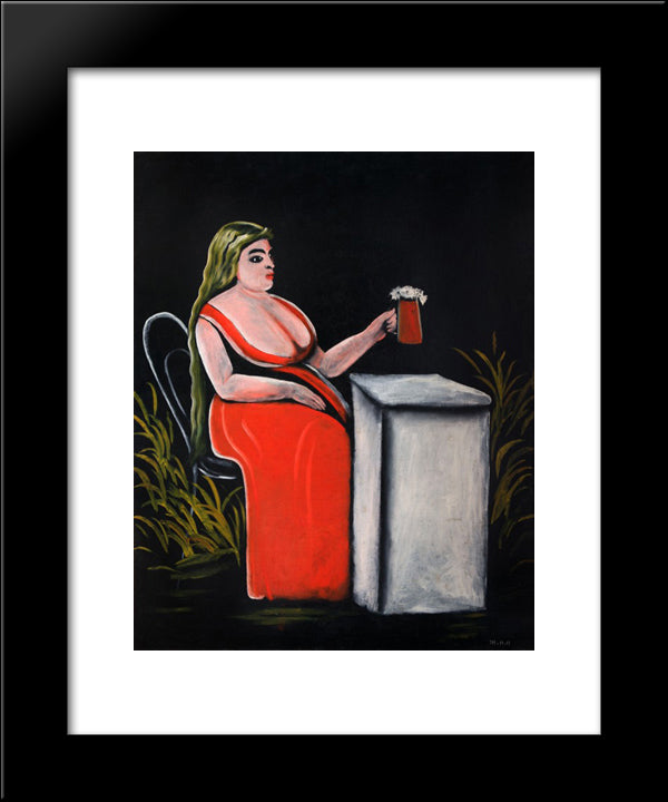 Woman With A Mug Of Beer 20x24 Black Modern Wood Framed Art Print Poster by Pirosmani, Niko