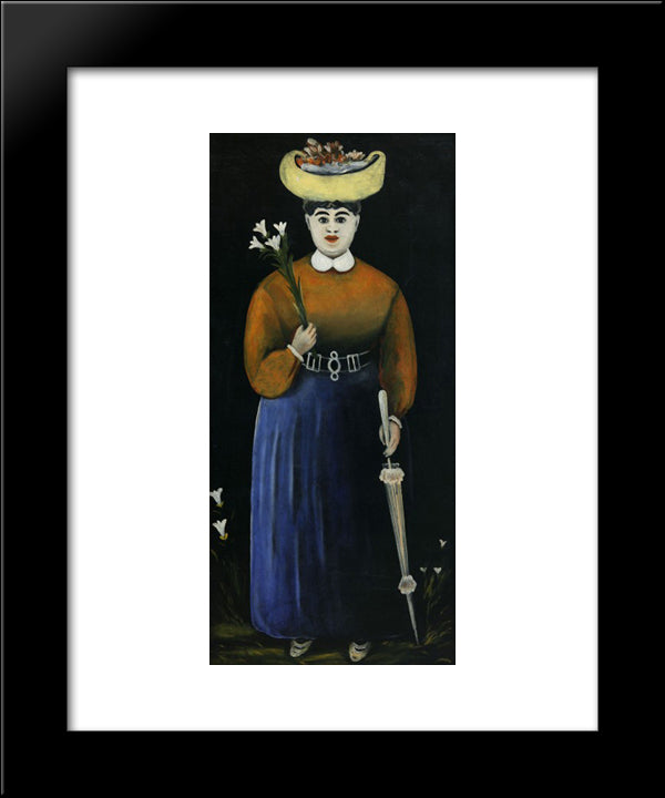 Woman With Flowers And Parasol 20x24 Black Modern Wood Framed Art Print Poster by Pirosmani, Niko