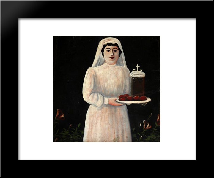 Women Carrying Eggs (Extant Part Of The Painting) 20x24 Black Modern Wood Framed Art Print Poster by Pirosmani, Niko