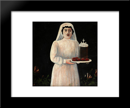 Women Carrying Eggs (Extant Part Of The Painting) 20x24 Black Modern Wood Framed Art Print Poster by Pirosmani, Niko