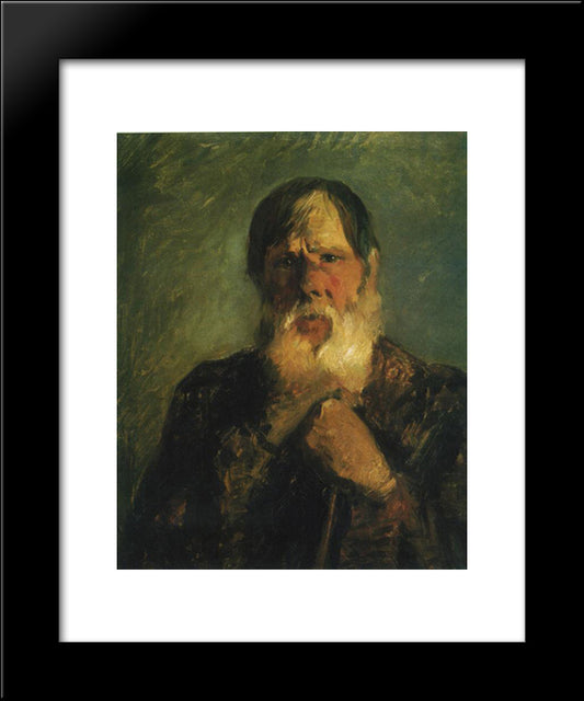 An Old Peasant 20x24 Black Modern Wood Framed Art Print Poster by Ge, Nikolai