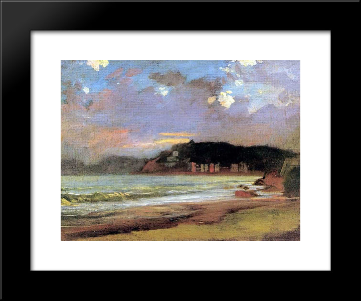 Bay In Livorno. Sunset 20x24 Black Modern Wood Framed Art Print Poster by Ge, Nikolai