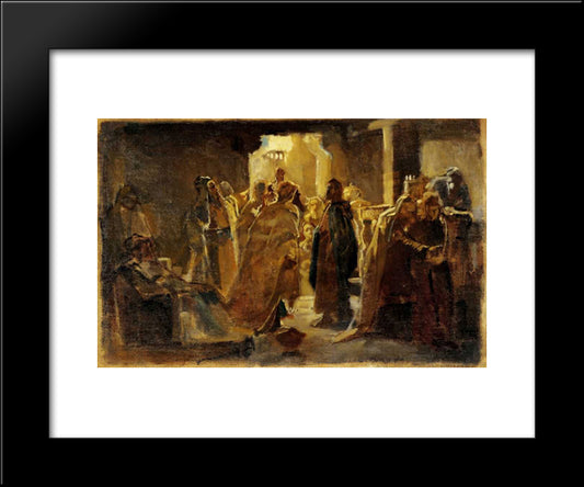 Christ In The Synagogue 20x24 Black Modern Wood Framed Art Print Poster by Ge, Nikolai