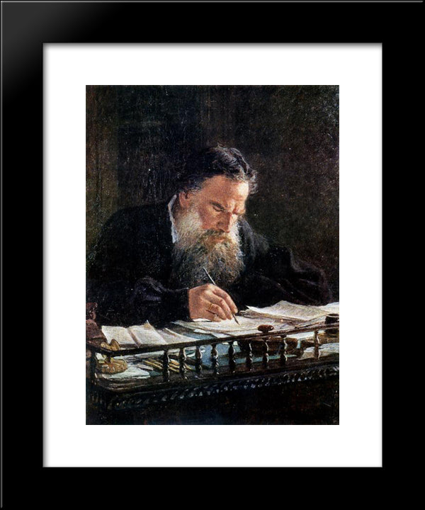 Portrait Of Leo Tolstoy 20x24 Black Modern Wood Framed Art Print Poster by Ge, Nikolai