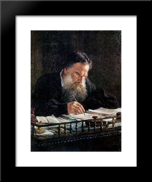 Portrait Of Leo Tolstoy 20x24 Black Modern Wood Framed Art Print Poster by Ge, Nikolai
