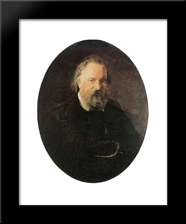 Portrait Of The Author Alexander Herzen 20x24 Black Modern Wood Framed Art Print Poster by Ge, Nikolai