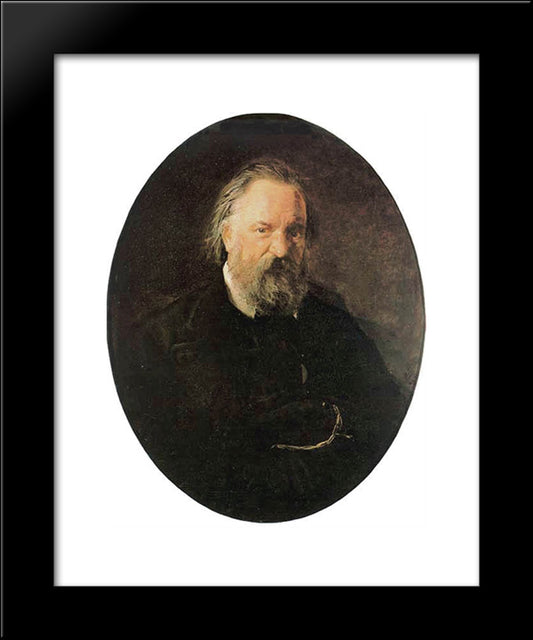 Portrait Of The Author Alexander Herzen 20x24 Black Modern Wood Framed Art Print Poster by Ge, Nikolai