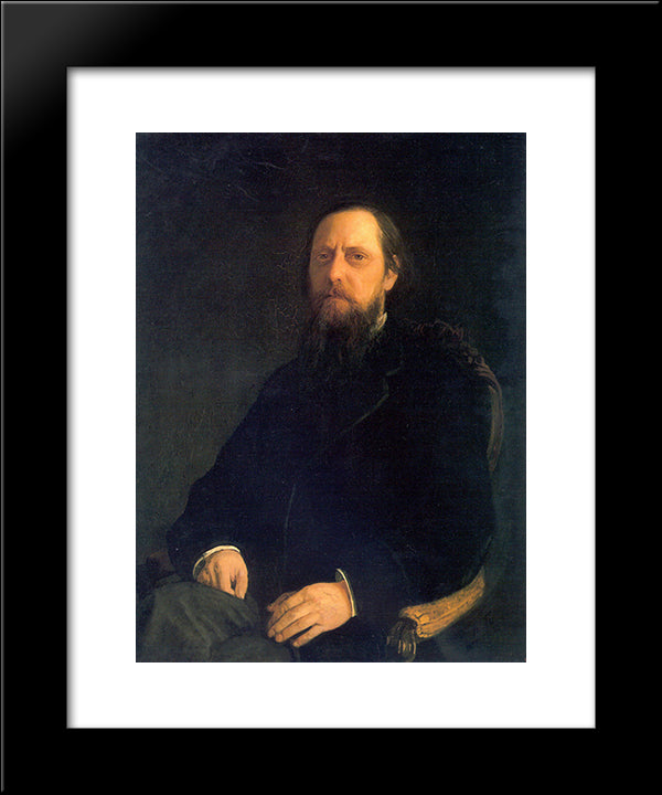 Portrait Of The Author Mikhail Saltykov-Shchedrin 20x24 Black Modern Wood Framed Art Print Poster by Ge, Nikolai