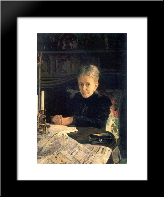 Portrait Of Yelena Likhachova 20x24 Black Modern Wood Framed Art Print Poster by Ge, Nikolai