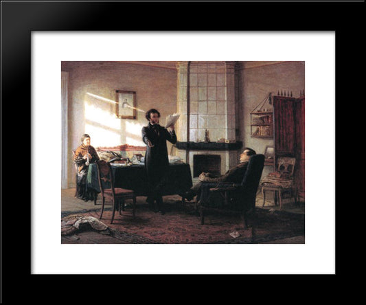 Pushkin In The Village Mihaylovskoye 20x24 Black Modern Wood Framed Art Print Poster by Ge, Nikolai