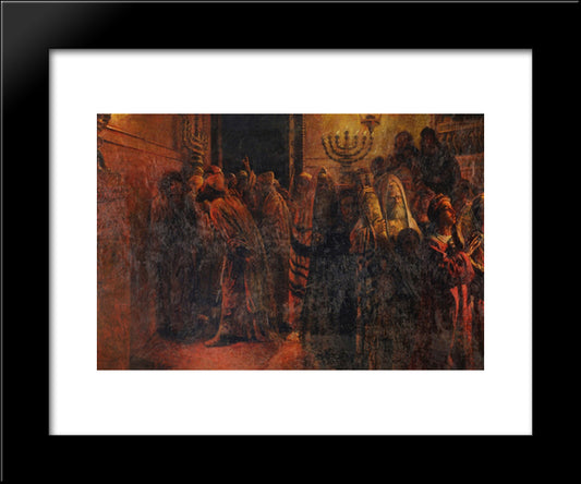 The Judgment Of The Sanhedrin 20x24 Black Modern Wood Framed Art Print Poster by Ge, Nikolai