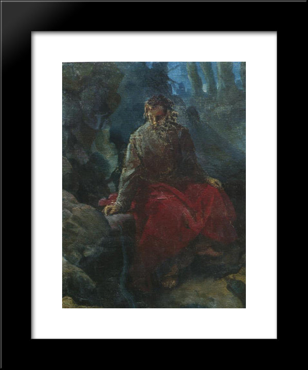 The Temptation Of Christ 20x24 Black Modern Wood Framed Art Print Poster by Ge, Nikolai