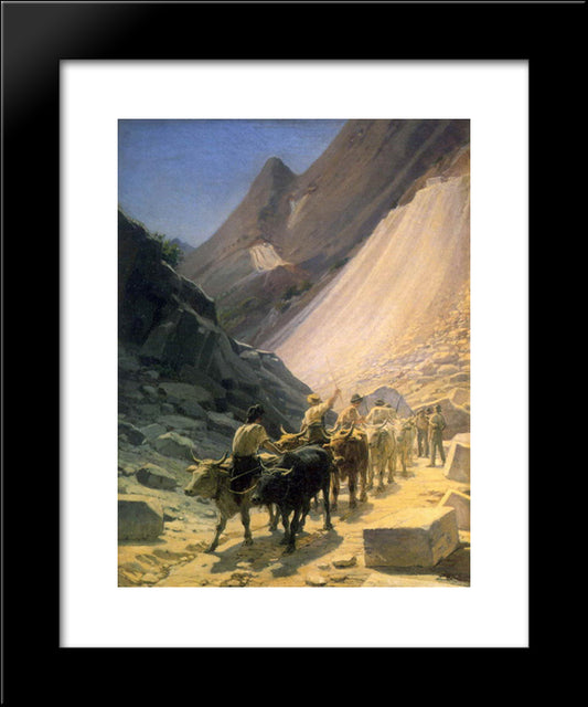 The Transportation Of Marble At Carrara 20x24 Black Modern Wood Framed Art Print Poster by Ge, Nikolai