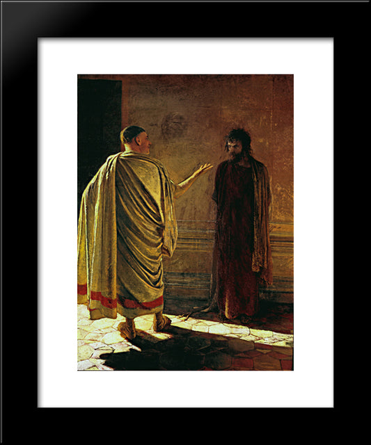 What Is Truth. Christ And Pilate 20x24 Black Modern Wood Framed Art Print Poster by Ge, Nikolai