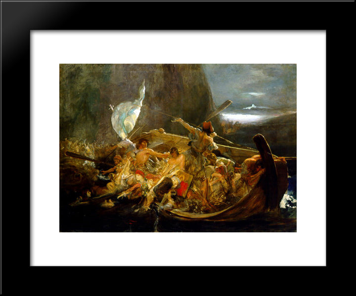 After The Destruction Of Psara 20x24 Black Modern Wood Framed Art Print Poster by Gyzis, Nikolaos