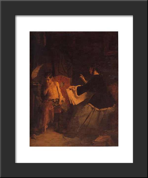 Eros And The Painter 20x24 Black Modern Wood Framed Art Print Poster by Gyzis, Nikolaos