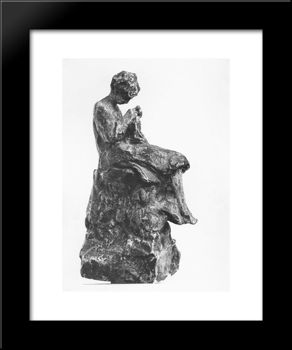 Girl Knitting 20x24 Black Modern Wood Framed Art Print Poster by Gyzis, Nikolaos