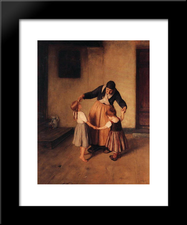 Grandma And Children 20x24 Black Modern Wood Framed Art Print Poster by Gyzis, Nikolaos