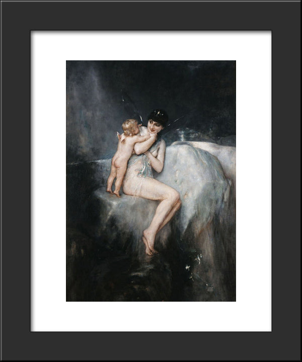 Nymth And Cupid 20x24 Black Modern Wood Framed Art Print Poster by Gyzis, Nikolaos