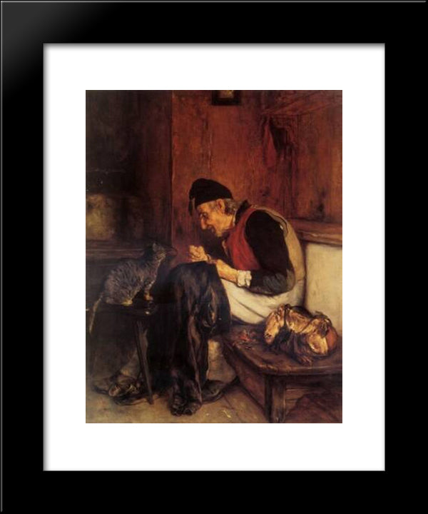 Old Man That Sew 20x24 Black Modern Wood Framed Art Print Poster by Gyzis, Nikolaos