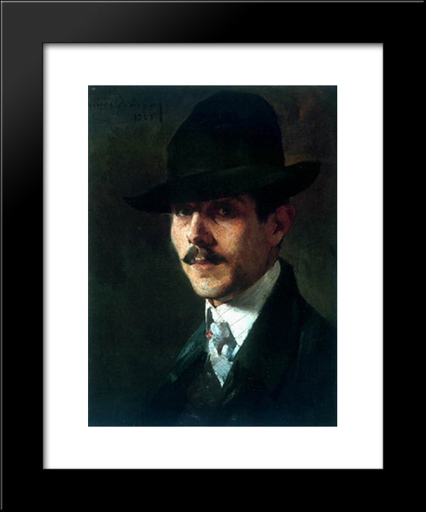 Portrait Of Painter Oumvertos Argyros 20x24 Black Modern Wood Framed Art Print Poster by Lytras, Nikolaos