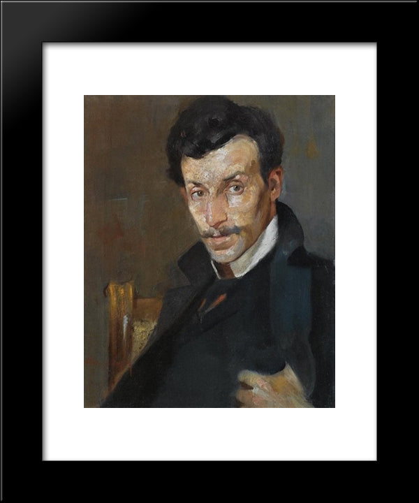 Portrait Of The Painter Gerassimos Dialismas 20x24 Black Modern Wood Framed Art Print Poster by Lytras, Nikolaos