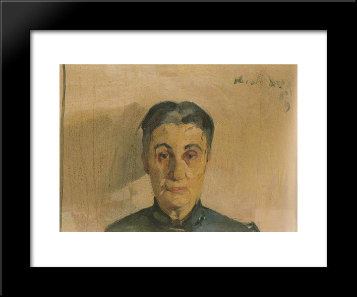 Portrait Of The Painter'S Mother 20x24 Black Modern Wood Framed Art Print Poster by Lytras, Nikolaos