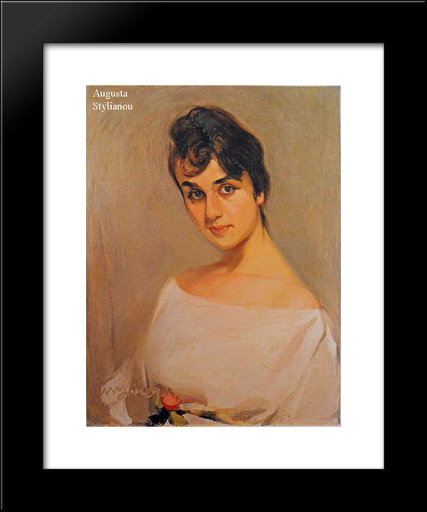 Woman With Rose 20x24 Black Modern Wood Framed Art Print Poster by Lytras, Nikolaos
