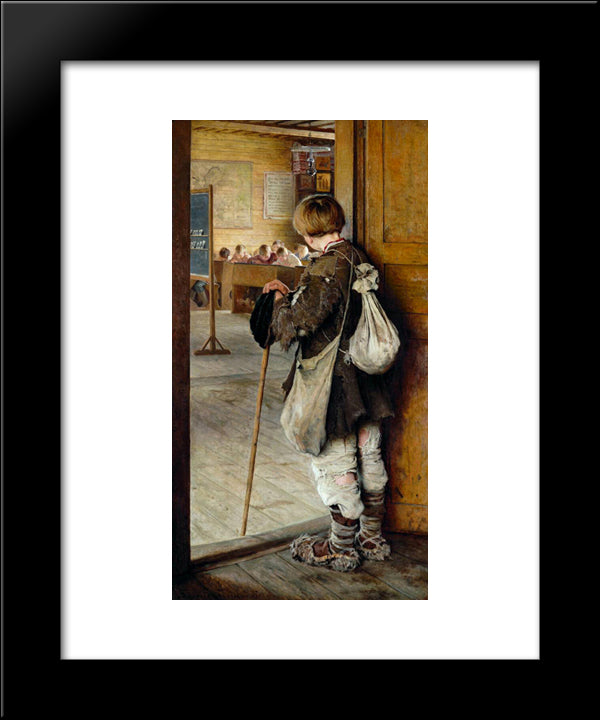 At School Doors 20x24 Black Modern Wood Framed Art Print Poster by Bogdanov Belsky, Nikolay