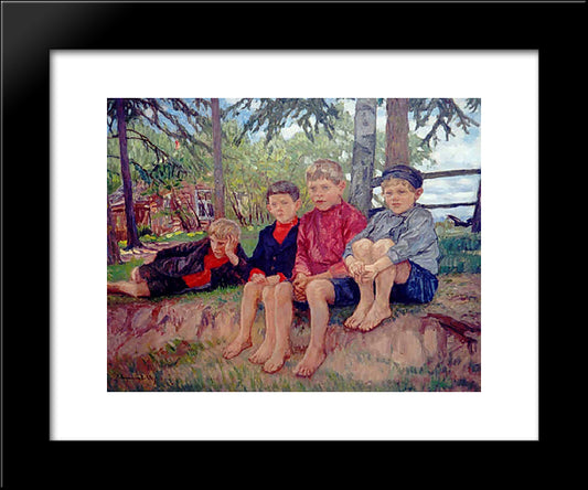 Boys 20x24 Black Modern Wood Framed Art Print Poster by Bogdanov Belsky, Nikolay