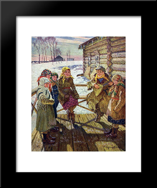 Celebration On A Steps 20x24 Black Modern Wood Framed Art Print Poster by Bogdanov Belsky, Nikolay