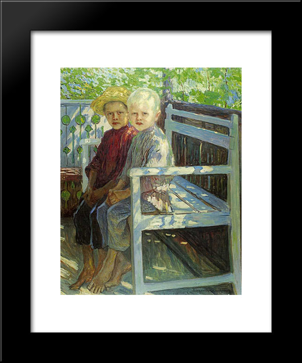 Children 20x24 Black Modern Wood Framed Art Print Poster by Bogdanov Belsky, Nikolay