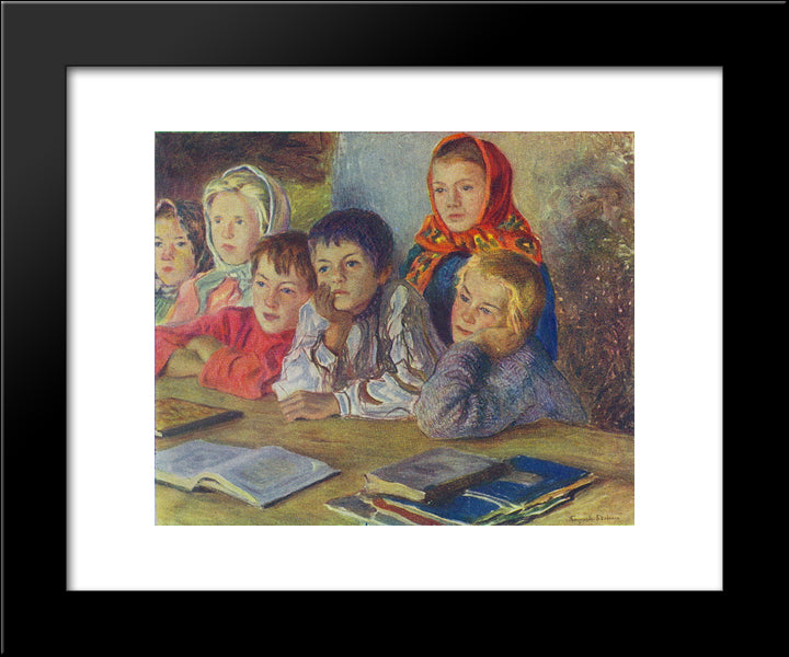 Children In A Class 20x24 Black Modern Wood Framed Art Print Poster by Bogdanov Belsky, Nikolay