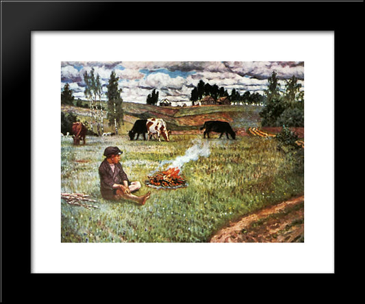 Cowboy 20x24 Black Modern Wood Framed Art Print Poster by Bogdanov Belsky, Nikolay